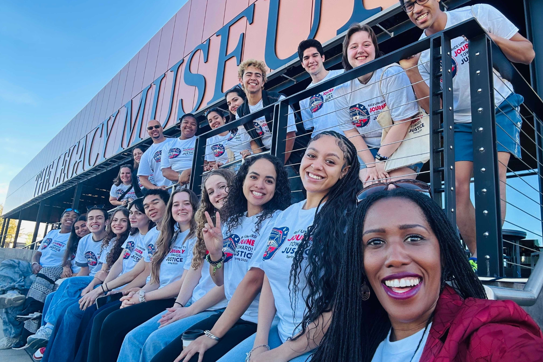 group of students outside of the Legacy Museum