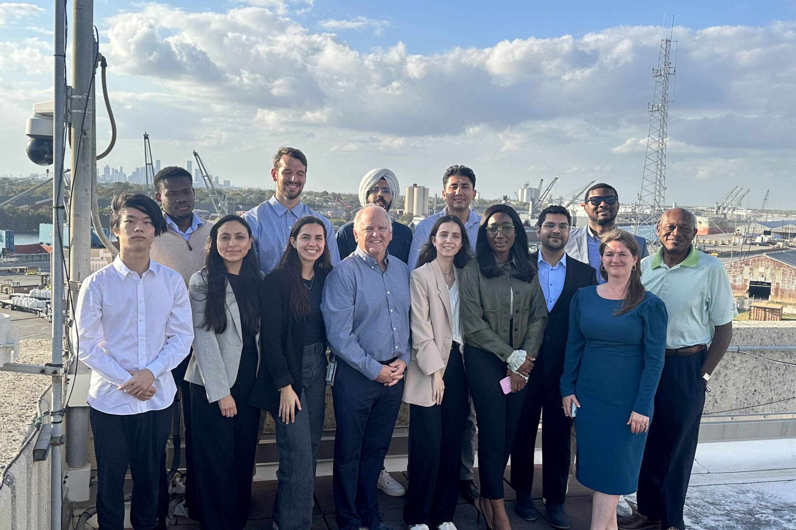 Rice University Master of Energy Economics students standing in front of Port Houston