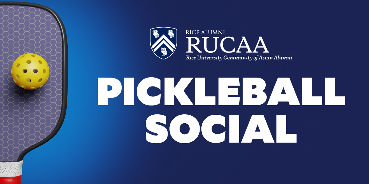 RUCAA Pickleball Social with image of pickleball paddle and ball over blue background