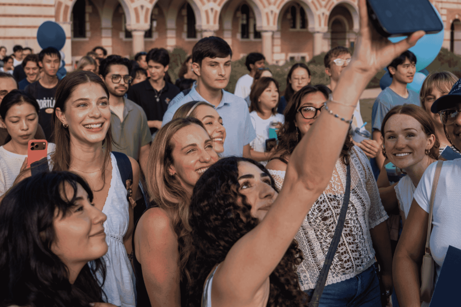 A group of students smiling